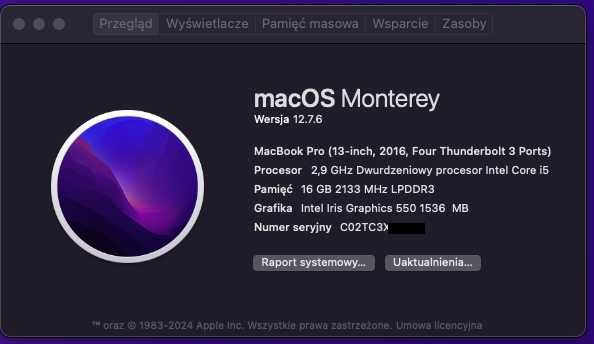 MacBook Pro 13,2. A1706 i5/16G/500G