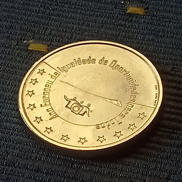 moeda 5.00 euros prata ano europeu da igualdade de opurtunidades