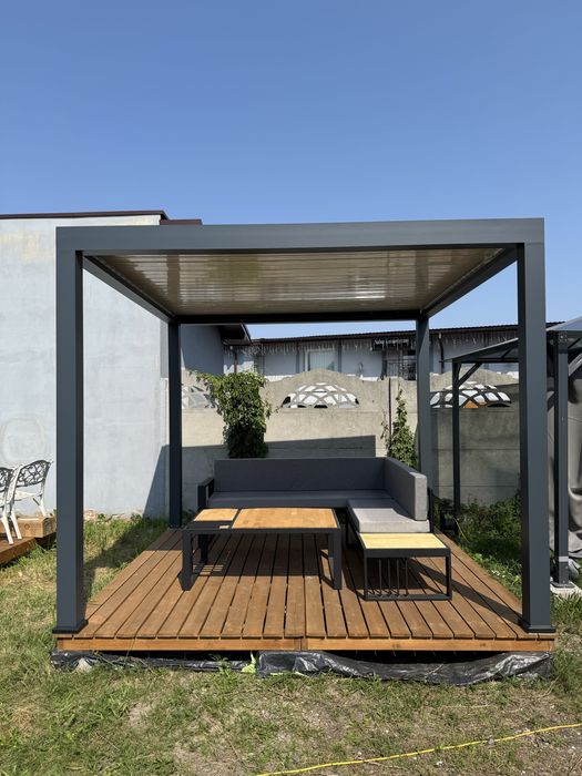 Pergola aluminowa 3x3 3x4 3x5 elektryczna LED RGB biały dach