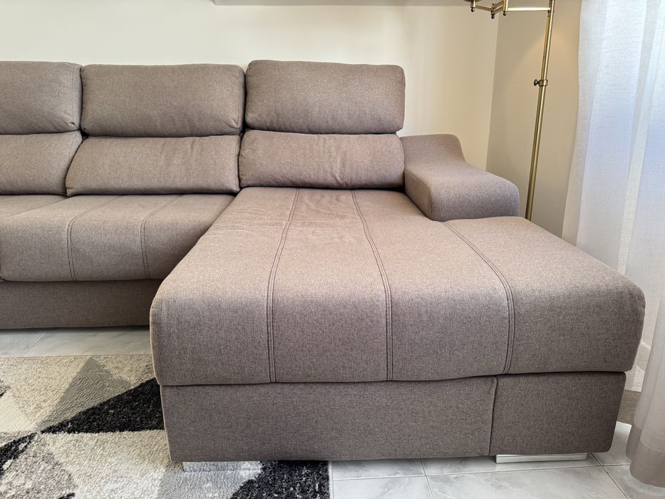 Sofá c/ chaise longue Bege