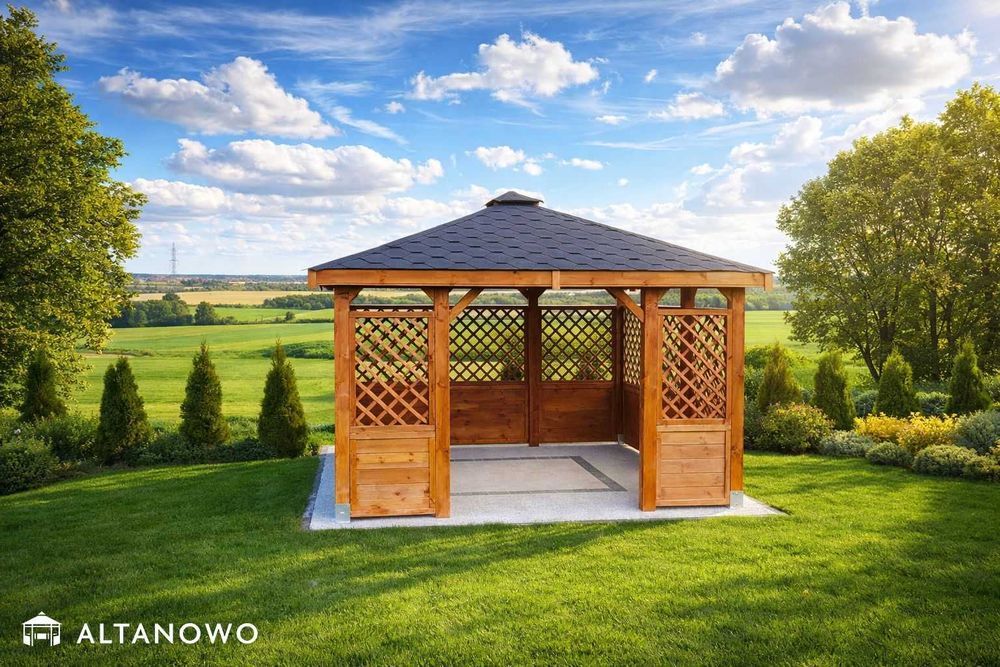 altana ogrodowa do ogrodu drewniana 3x3  - producent - transport