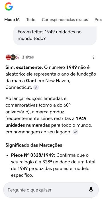 Relógio Gant Limited Edition feitos 1949 no mundo todo -Veja descricão