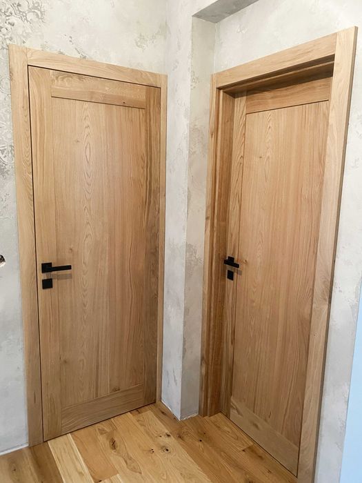 Drzwi drewniane bezprzylgowe dębowe pełne - transport + montaż c
