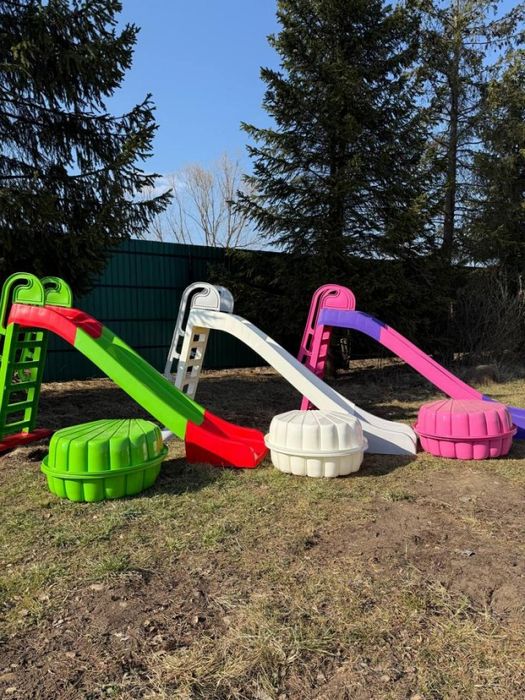 Набір для дітей будиночок гірка,пісочниця з накриттям,Будиночок,гірка