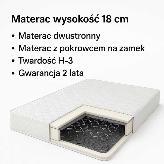 Materac sprężynowy  140x200 Hotelowy pikowany Pokrowiec