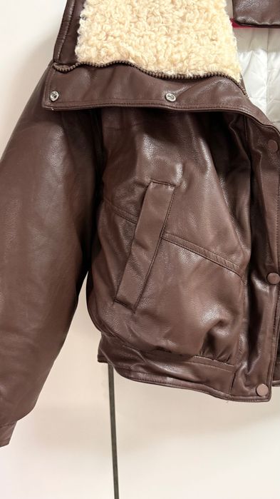 Куртка пуховик екошкіра