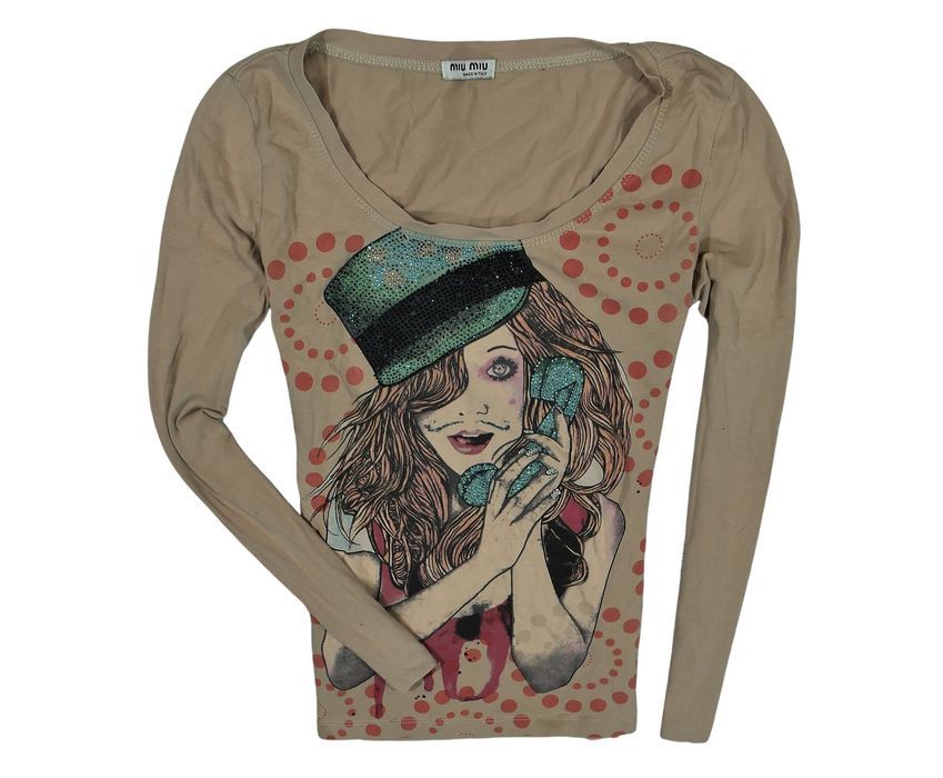 Miu Miu Bluzka Z Długim Rękawem Premium Print / S