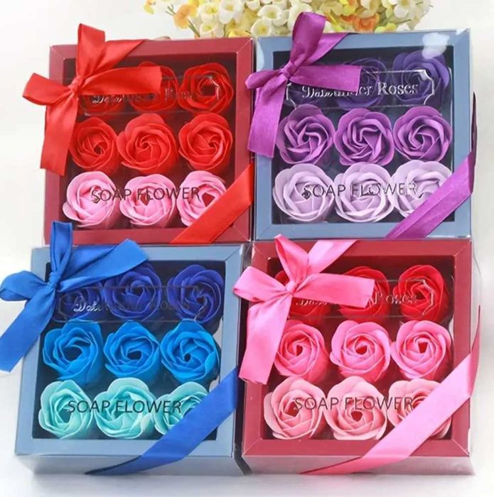 Róże mydlane flower box prezent urodziny