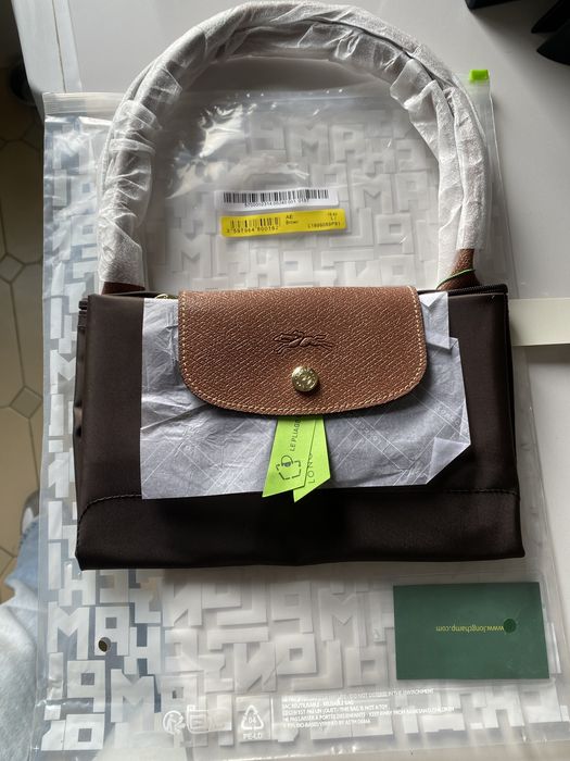 Longchamp Le Pliage Large Tote Bag - Brown Nylon with Leather Handles