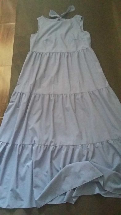 Блакитний сарафан з воланами, бантом. M-XL.