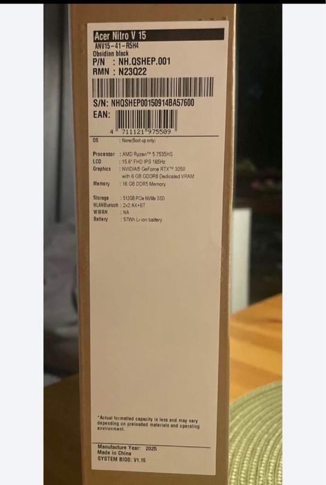 Laptop Acer Nitro v15