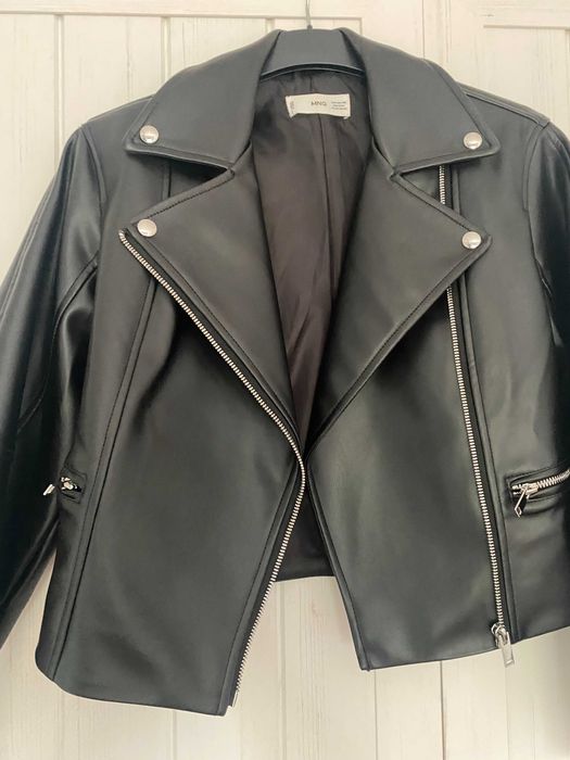 ramoneska kurtka z eko skóry krótka new jacket mango