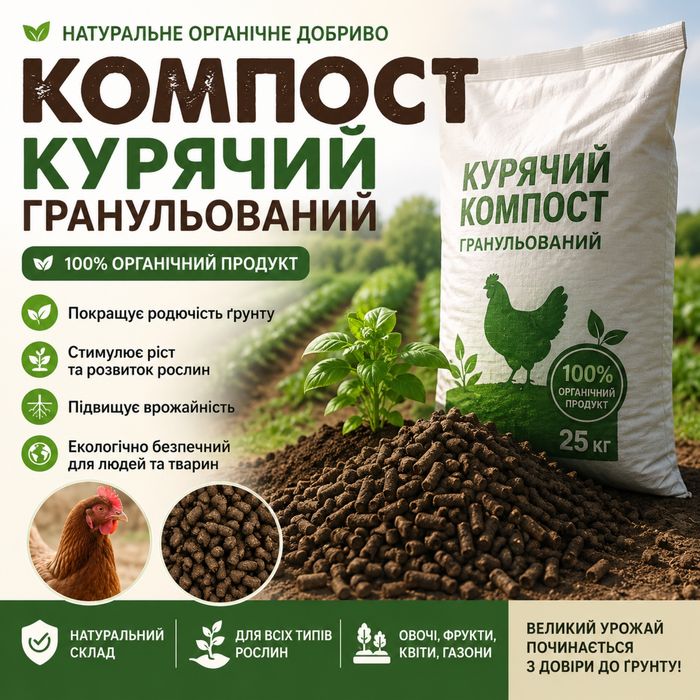 Органіка добрива компост гранульований курячий