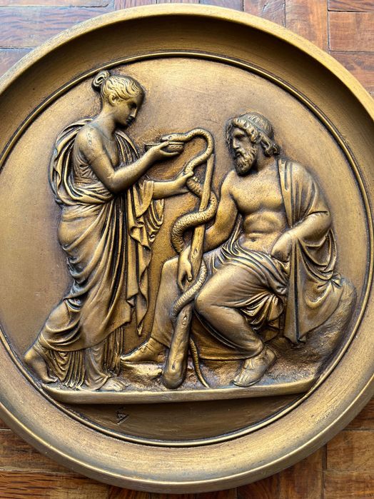 Decoração Placas redondas em gesso para parede - mitologia grega