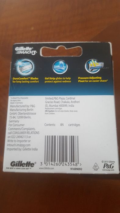 Gillette mach 3  8 шт в уп