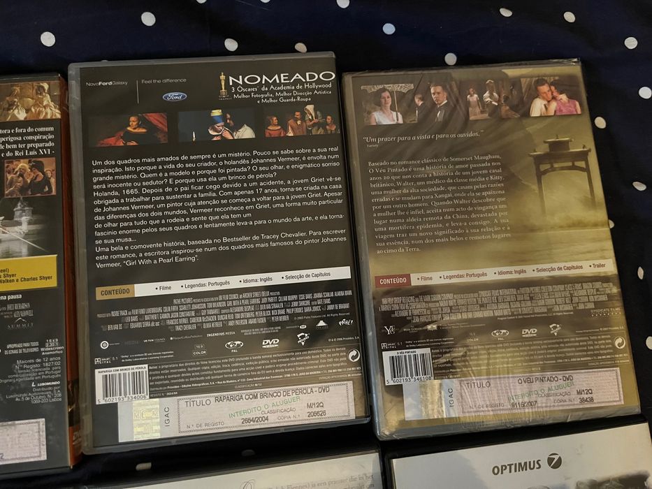 Lote 7xDVDs Piano, Horas, Quills, véu Pintado, Brinco de Pérola,