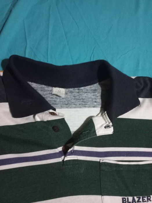 Polo às riscas Verdes e Brancas