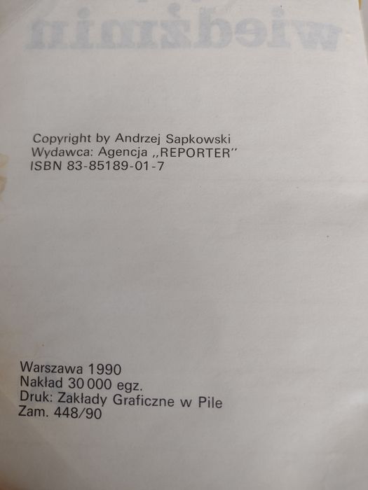 Wiedźmin .Sapkowski ,pierwsze wydanie 1990