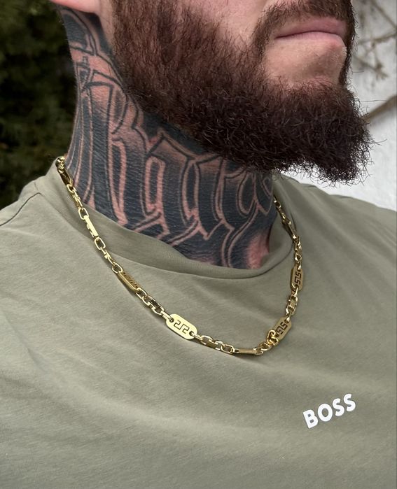 Złoty pozłacany naszyjnik i bransoletka splot versace królewski