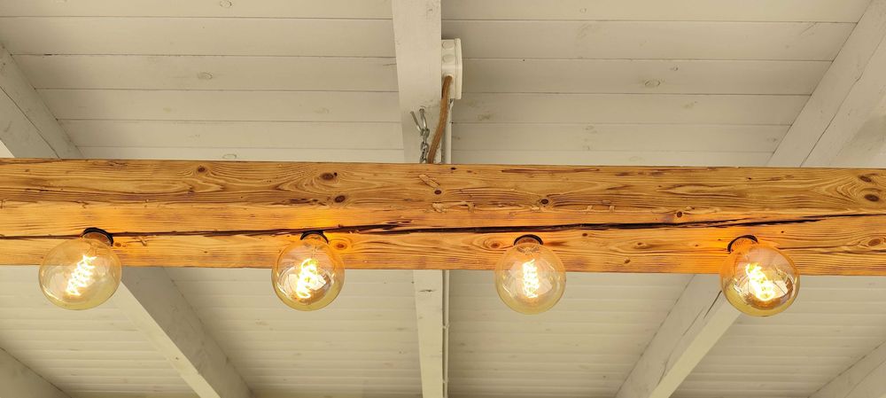 Lampa wisząca w stylu loft, vintage. Stara belka drewniana, Handmade
