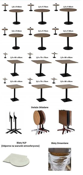 Stolik kawiarnia, Restauracja, Barowy, Podstawa metalowa, Producent