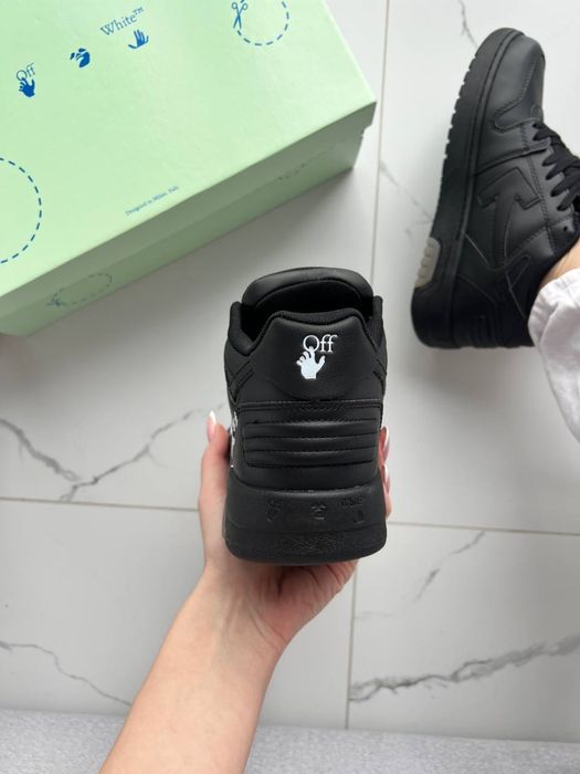 Кросівки Off-White Out of Office Black White For Чорні шкіряні