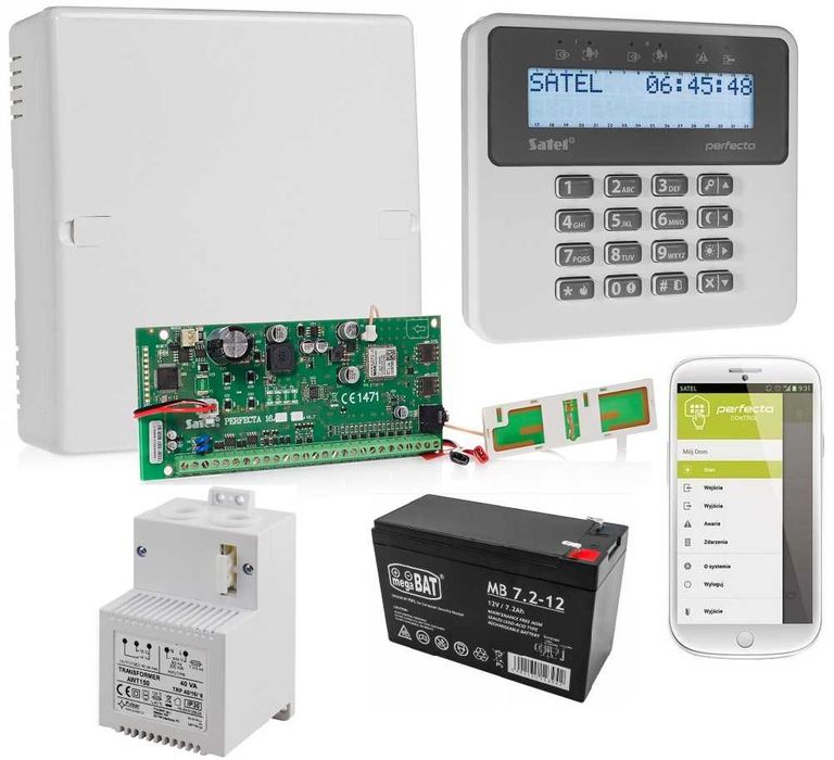 Nowy kompletny zestaw alarmowy Satel Perfecta + 4 czujki.