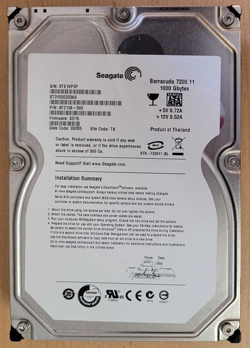 Dysk HDD Seagate Barracuda 1000GB ST31000333AS SATA