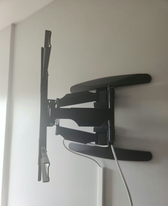 Suporte de parede para TV ultra forte para ecrãs curvos planos, plasma, LCD LED de 94 a 190,5 cm, braço duplo, articulado inclinável e giratório