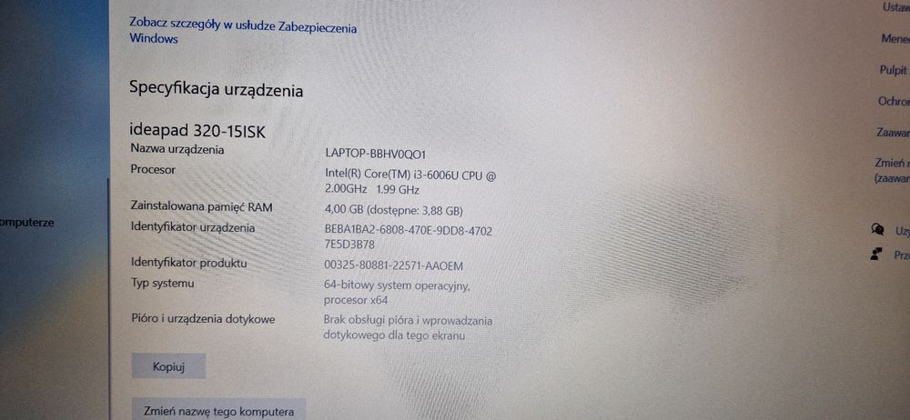 Laptop lenovo ideapad 320