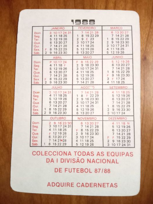 Calendário raro 6 Edmundo (Benfica)