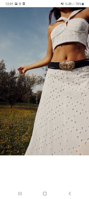 Zara haftowana długa spódnica xl