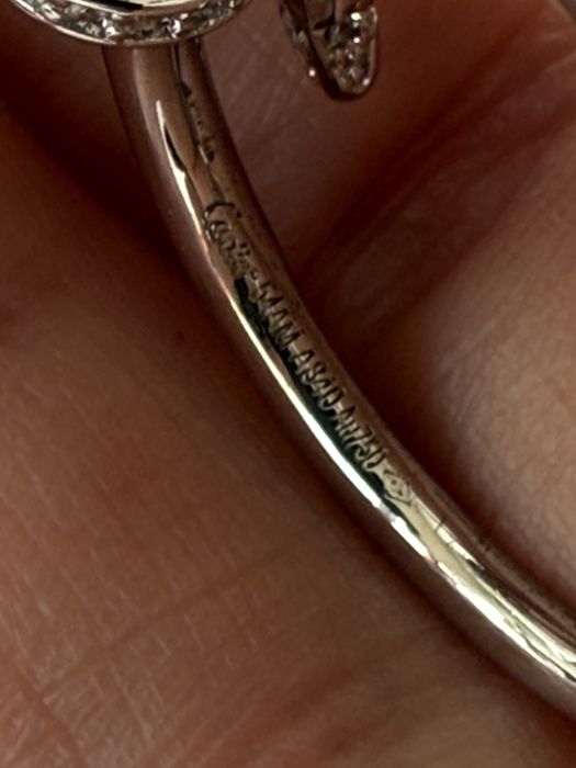 Каблучка Cartier Juste un Clou з натурального срібла 925 проби з покриттям родія(не темніє), кольцо картье цвях , картʼє серебро, кільце гвоздь 17 роз