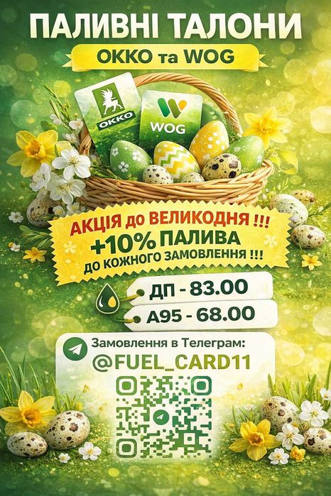 Паливні талони WOG, OKKO, Ukrnafta