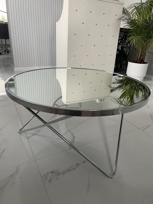 Stolik kawowy lustro lustrzany chrom 80 cm