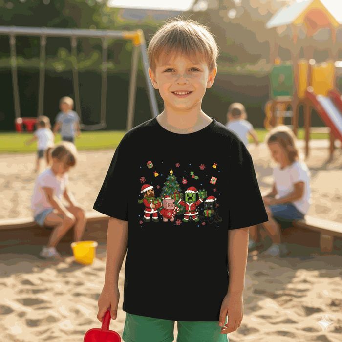 Koszulka dziecięca czarna creeper w minecraft prezent święta 116