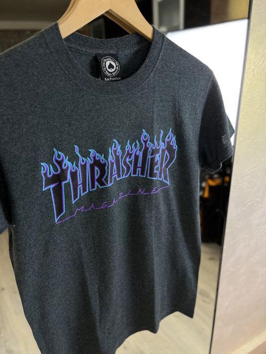 Thrasher Flame Logo Neon | Стильна бавовняна футболка Скейт-стайл