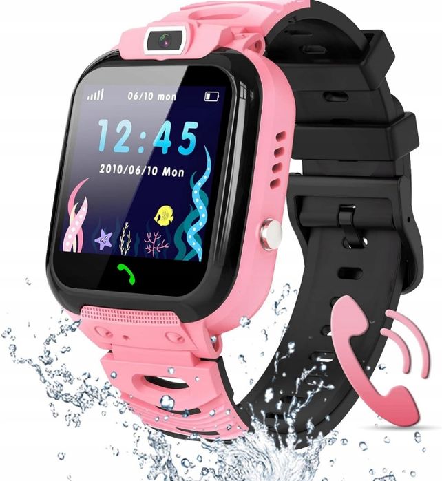 Smartwatch dziecięcy różowy GPS wodoodporny ekran dotykowy połączenia