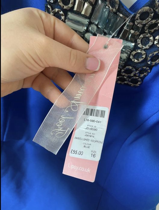 Sukienka chabrowa indygo kobaltowa kryształy diamenty Lipsy London