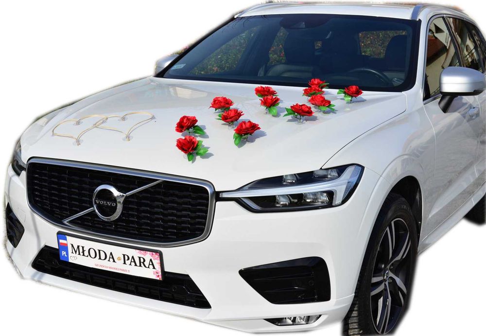 BORDOWE RÓŻE dekoracja na samochód ślubny ozdoba stroik na auto 343