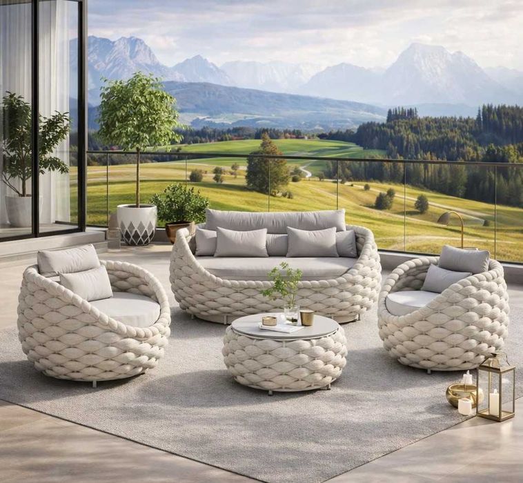 Wiralowy zestaw mebli ogrodowych wypoczynek kanapa 2 x fotel stoil PREMIUM GWARANCJA