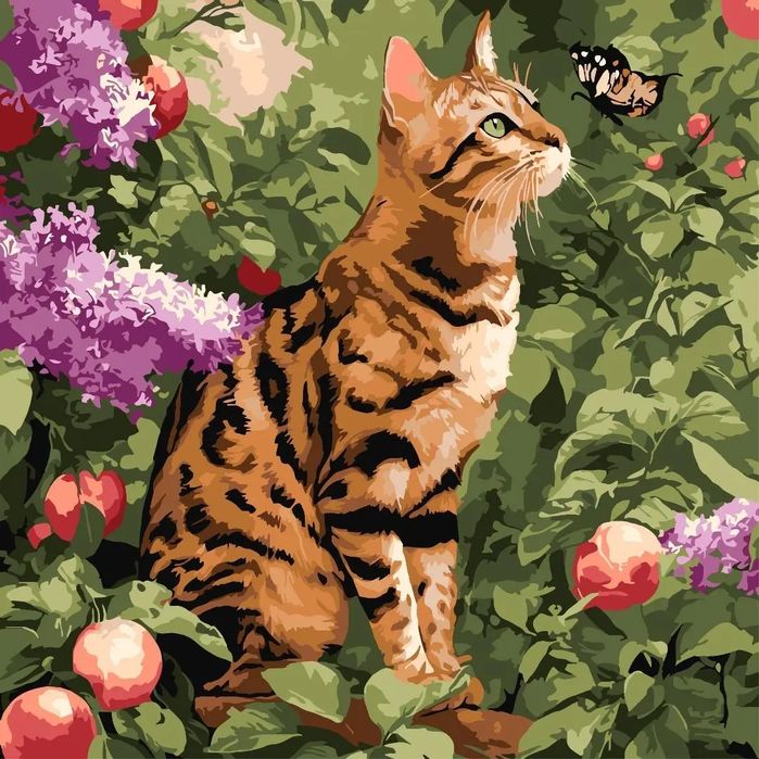 Malowanie po numerach - Kot bengalski 40x40cm. Ideyka