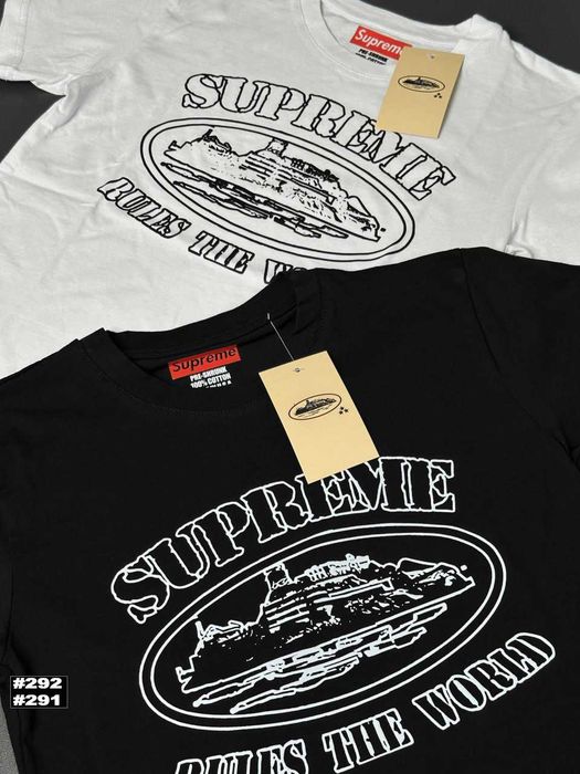 Большой Принт Corteiz x Supreme • Новая Футболка Кортез Колоборация Суприм • XS S M L XL XXL