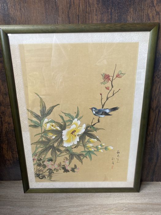 Chiński akwarelowy obraz Vintage