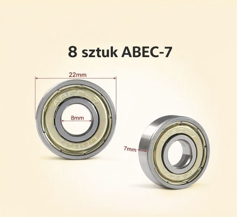 Łożyska 608ZZ ABEC-7 kulkowe do rolek deskorolki hulajnogi 8 szt