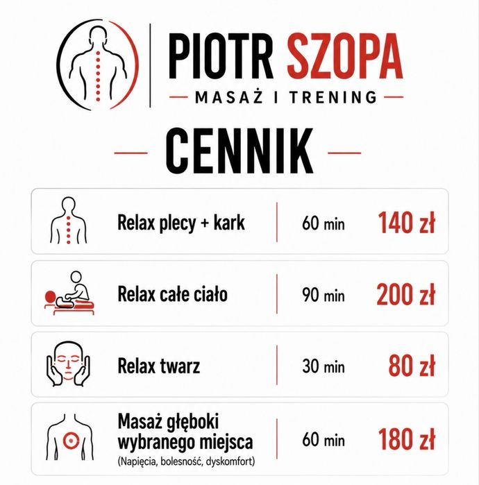 Masaż z dojazdem do klienta - Gdynia, Rumia, Reda, Wejherowo + okolice