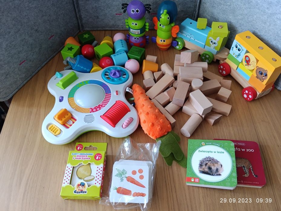 Duży zestaw terapeuty, logopedy: klocki, Lamaze, Fisher Price, CzuCzu
