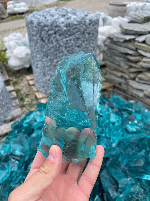 Niebieskie Białe Zielone Szkło Wulkaniczne Skałki Kamień Ogrodowy