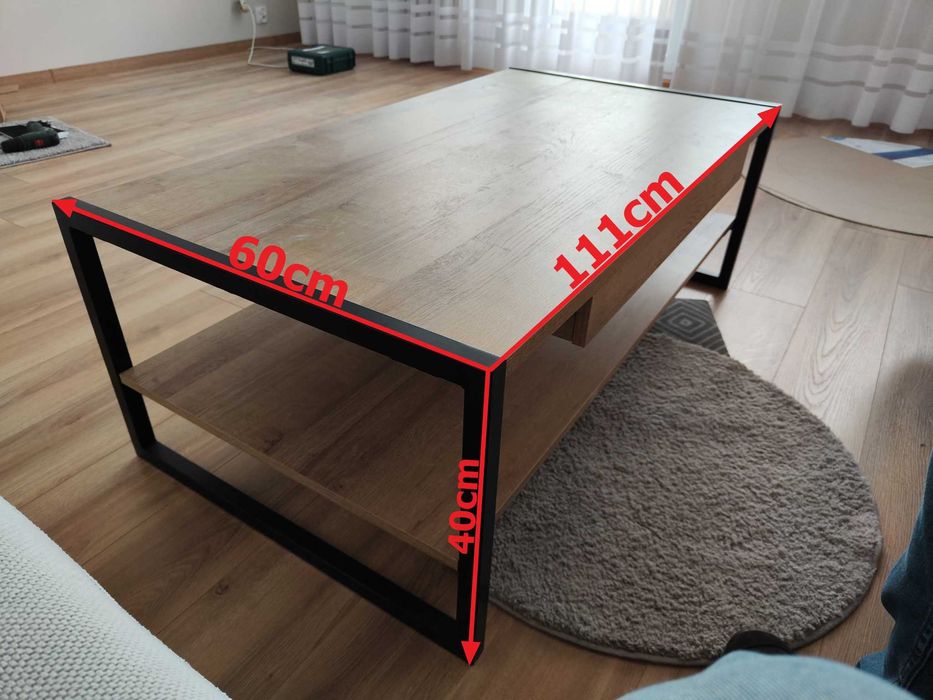 Stolik kawowy z szufladą do sofy, naturalny dąb.