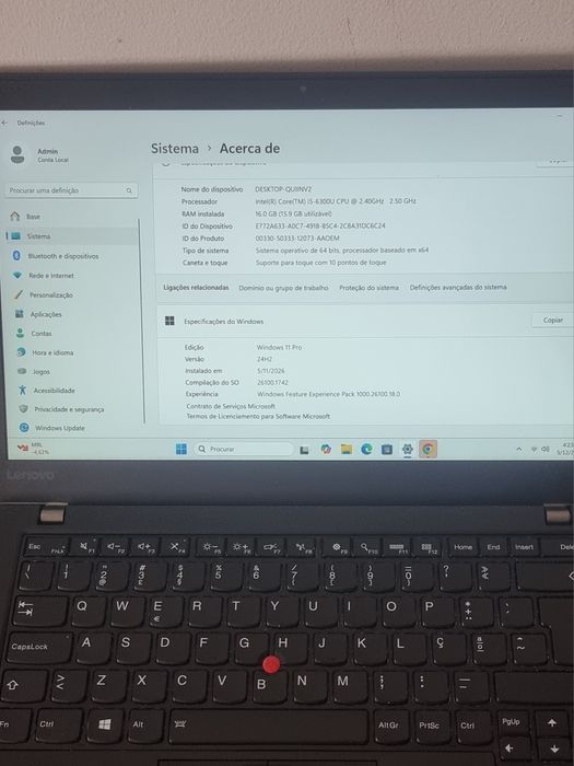 Lenovo Thikpad T460s - i5, 16gb Ram, 256gb ssd Nvme, Tela Touch, rotação 180, windows 11 pro